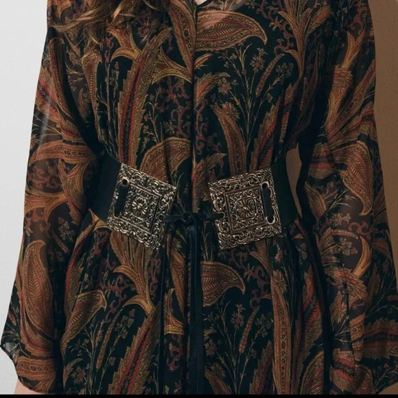 Zara limited edition 100% LEATHER WIDE BELT WITH HEWN BUCKLE - Picture 5 of 5